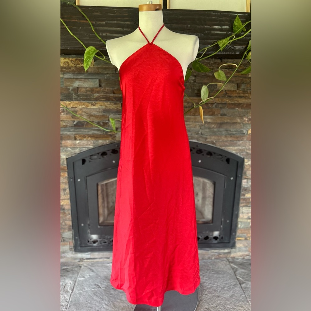 Lucy Paris Res Satiny Halter Slip Midi Dress Large